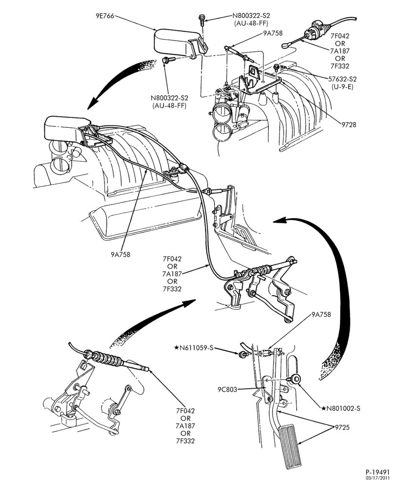 Схема 8 CYL. 5.0L - GAS-Accelerator & transmission linkage - A/T