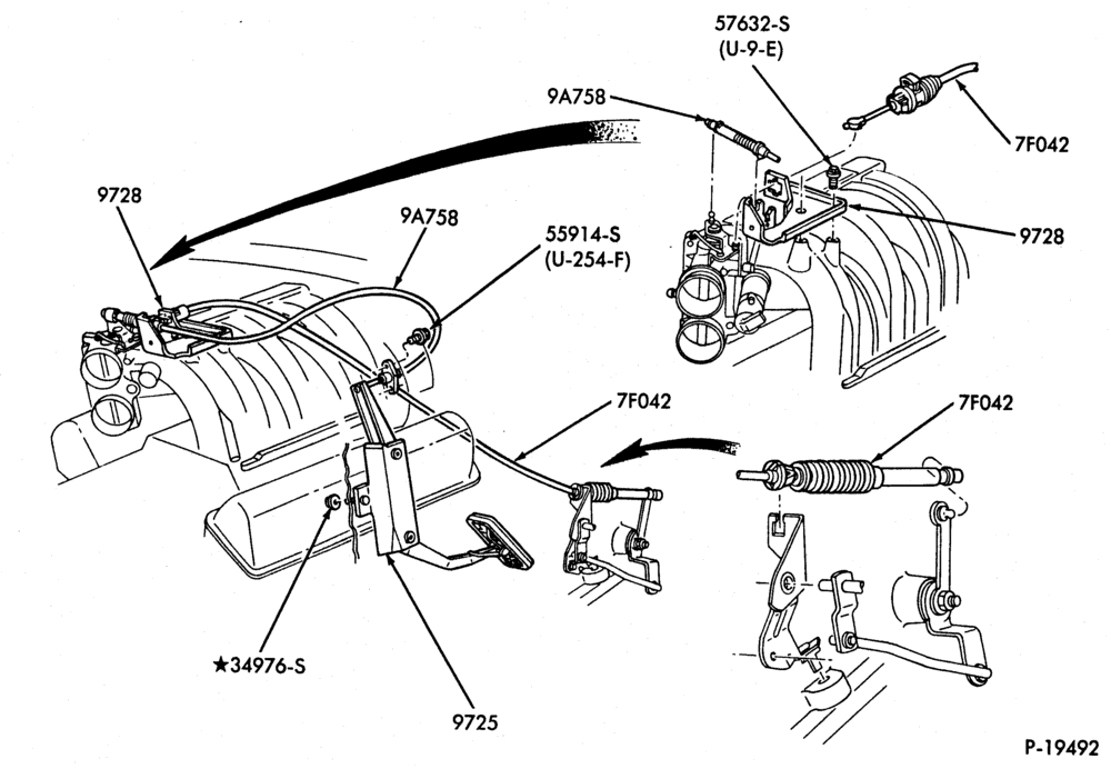 Схема 8 CYL. 5.0L (302 C.I.D.)-GAS-LINKAGE -E.F.I.