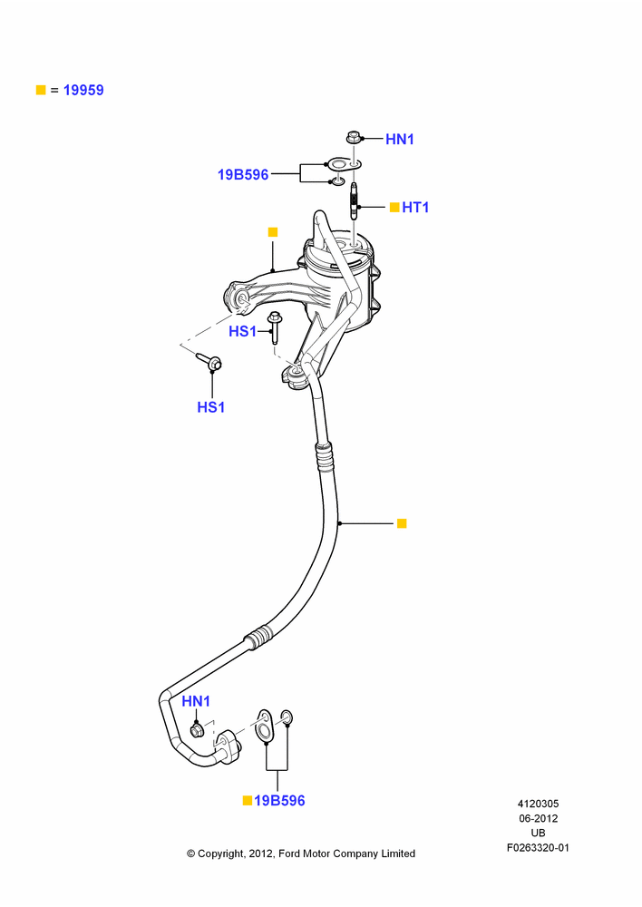 Схема Осушитель кондиционера (перед), 3.5L DOHC T/C V6 Gas; 04.09.2012–03.03.2019