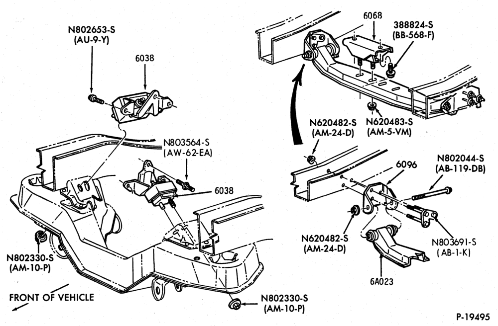 Схема 6 CYL. 3.0L (183 C.I.D.)-Engine supports - A