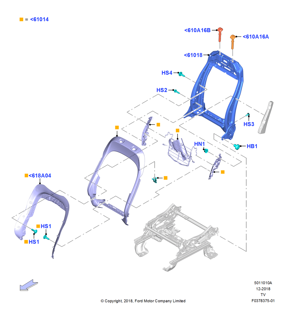 Схема Спинка переднего сиденья, With Driver 10 Way Pwr Seat Adjust; 06.05.2019