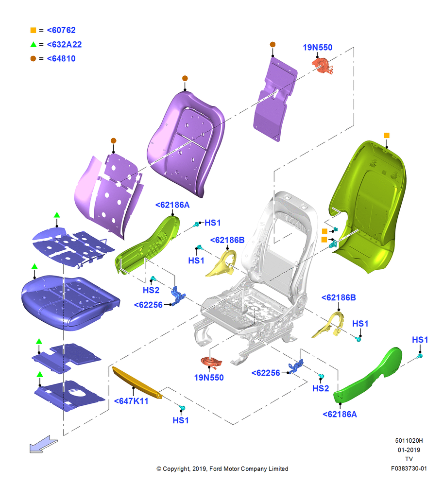Схема Подушки и обогрев передних сидений, With Pass 12 Way Power Seat Adjust, Pass Heated Vented Cooled Seat; 06.05.2019