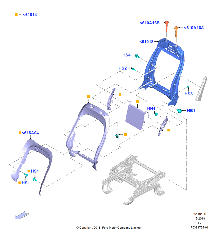 Схема Спинка переднего сиденья, With Drivers 12 Way Pwr Seat Adjust, Pwr 20-Way Driver Seat Adjust; 06.05.2019
