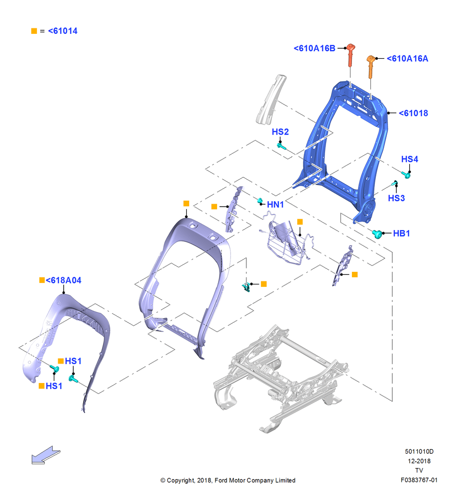 Схема Спинка переднего сиденья, With Pass 10 Way Power Seat Adjust; 06.05.2019