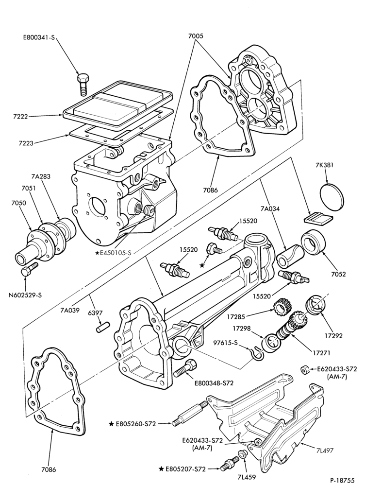 Схема INTERNAL PARTS-5 speed manual trans. - case, extension housing-5/S