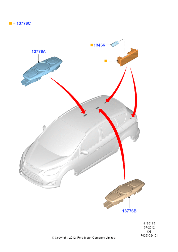 Схема Плафоны салона, Less Roof Line Conversion; 23.07.2012–26.04.2018