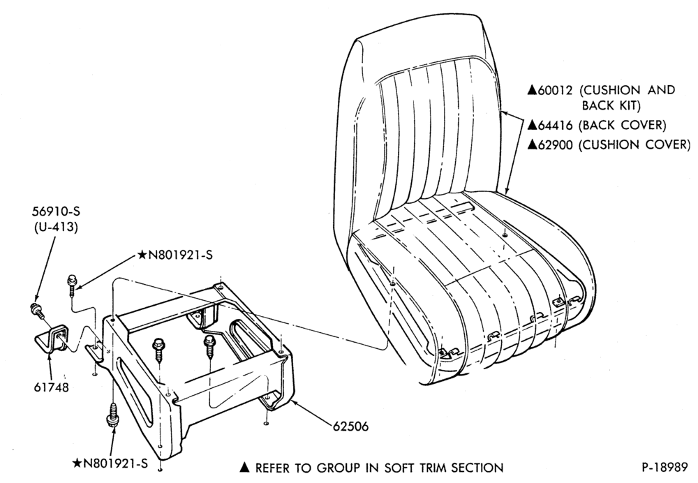 Схема SEATS-Front seat parts - Bucket - non folding- stationary-A