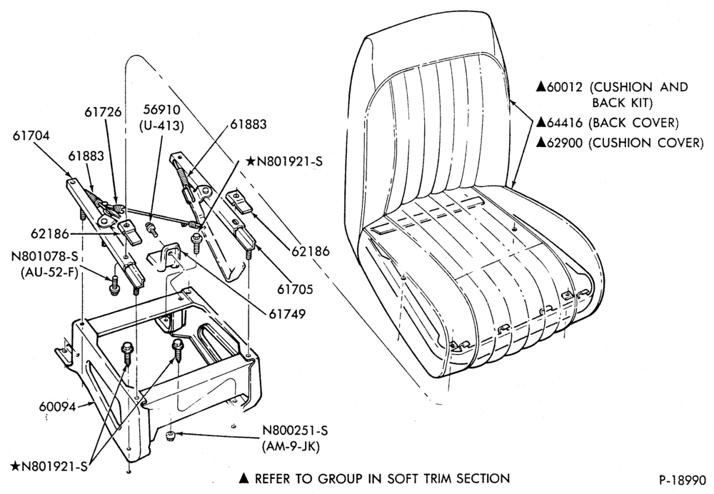 Схема SEATS-Front seat parts- Bucket - non folding - movable-A