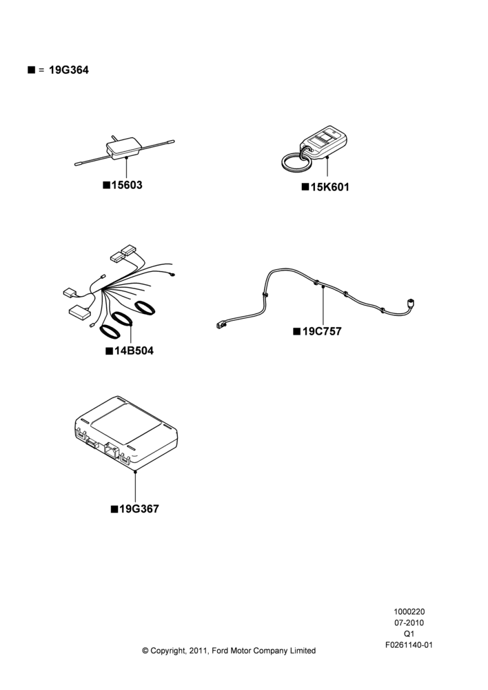 Схема Комплект дистанционного запуска, Keyless Entry - Key Fob/ID Card, Accessory, One Way Remote Start, Long Range; 12.07.2010–24.12.2014