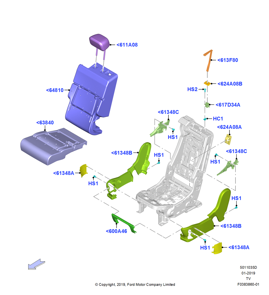 Схема Подушки и обогрев задних сидений, 2 Row Seat-Tip And Slide, 20% Seat; 06.05.2019