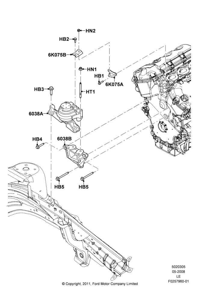 Схема Опоры двигателя, 3.7L 4V PFI V6 NA Gas, 3.7L DOHC V6 Gas.; 05.05.2008
