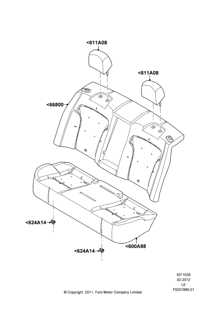 Схема Подушки и обогрев задних сидений, Less Rear Heated Seat; 06.02.2012