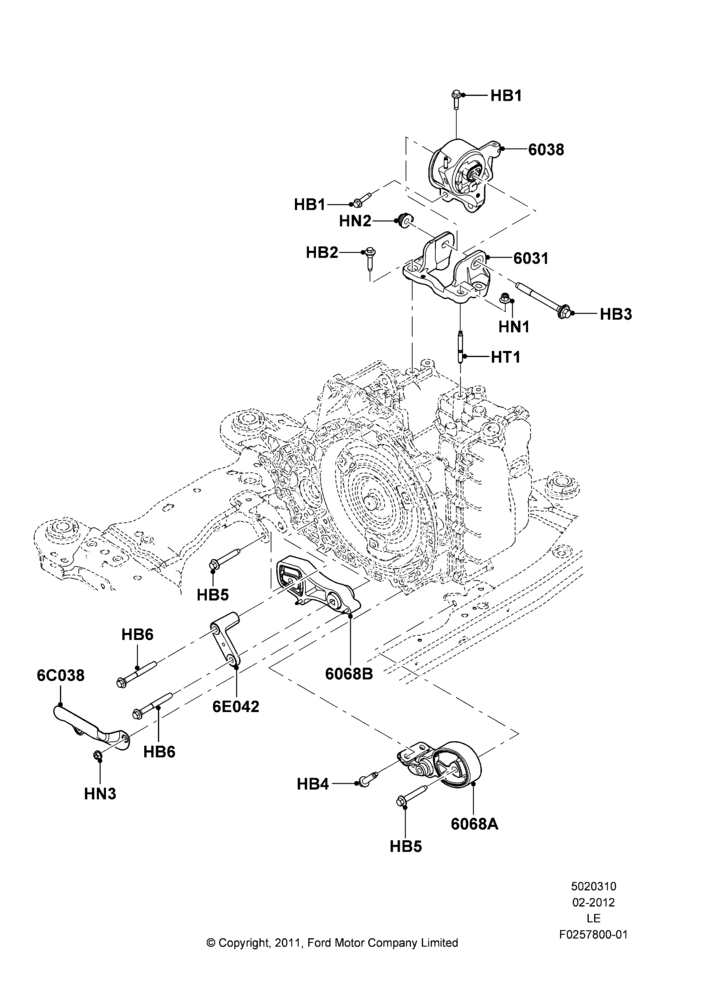 Схема Опоры КПП, 3.7L DOHC V6 Gas.; 06.02.2012