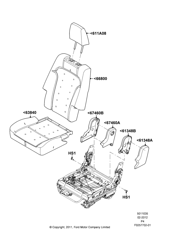 Схема Подушки и обогрев задних сидений, SEL, Low Version, With 2nd Row Quad Power Fold Seat, RH; 29.02.2012