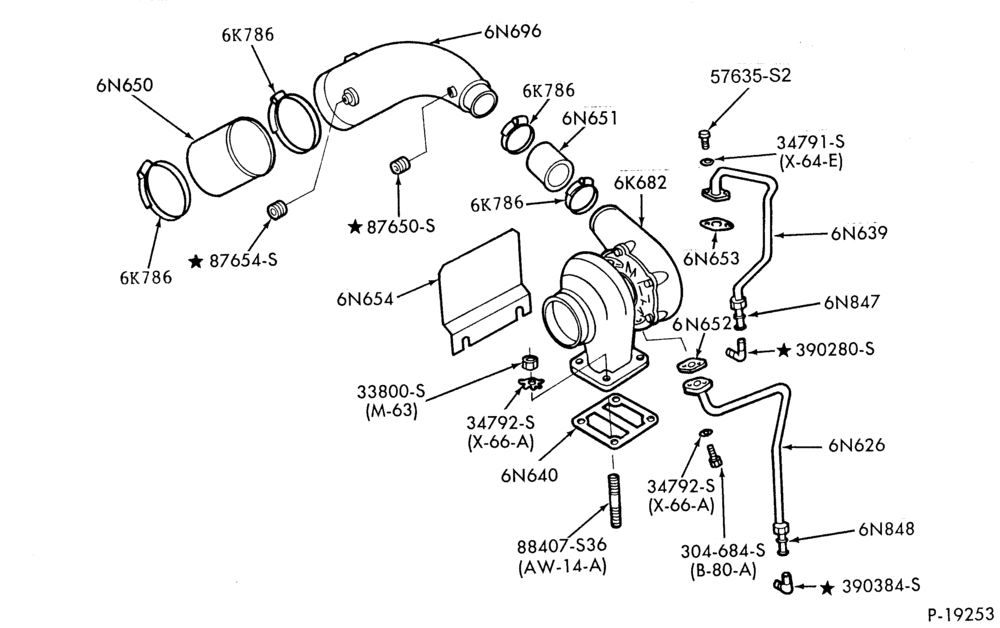 Схема 6 CYL. 6.6L & 7.8L DIESEL-Turbocharger installation