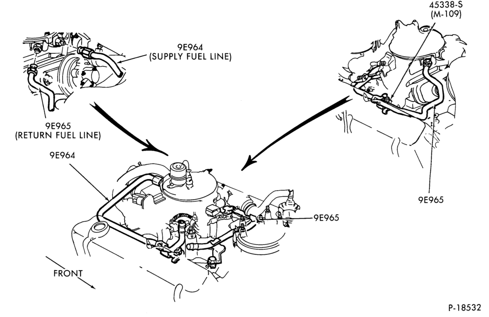 Схема 8 CYL. 5.0L (302 C.I.D.)-Fuel lines - E.F.I.