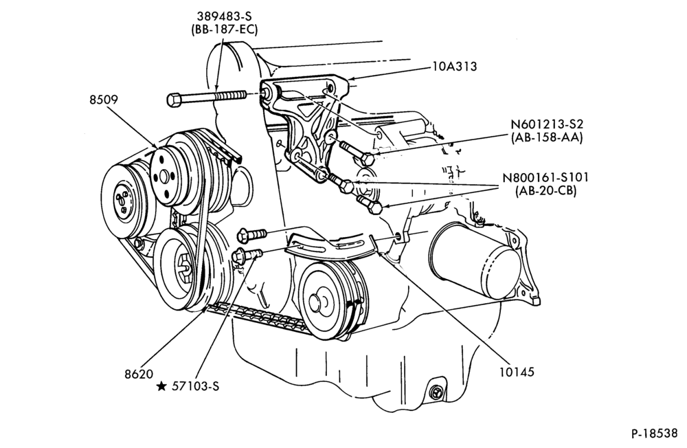 Схема Генератор, INSTRUMENT CLUSTER, BATTERY-Alternator mounting brackets - 4 cyl. 140 (2.3L)- w/P/S