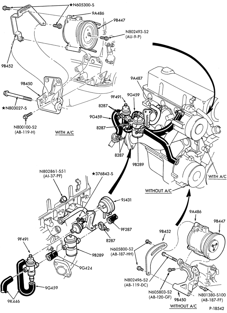 Схема 4 CYL. 2.3L (140 C.I.D.)-Thermactor emission (T/E)