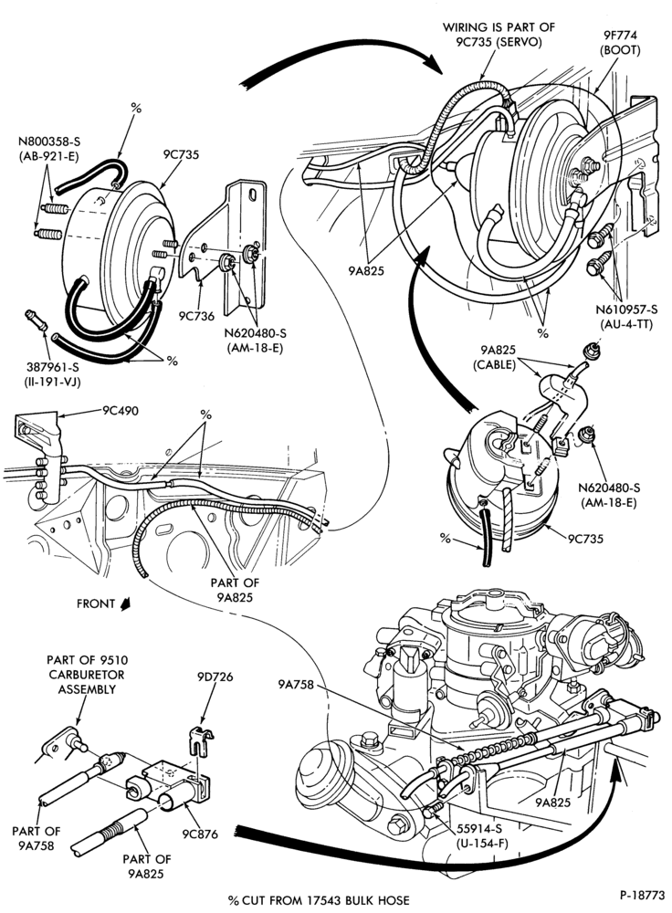 Схема 4 CYL. 2.3L (140 C.I.D.)-Speed control and related parts - engine compartment- exc. E.F.I.