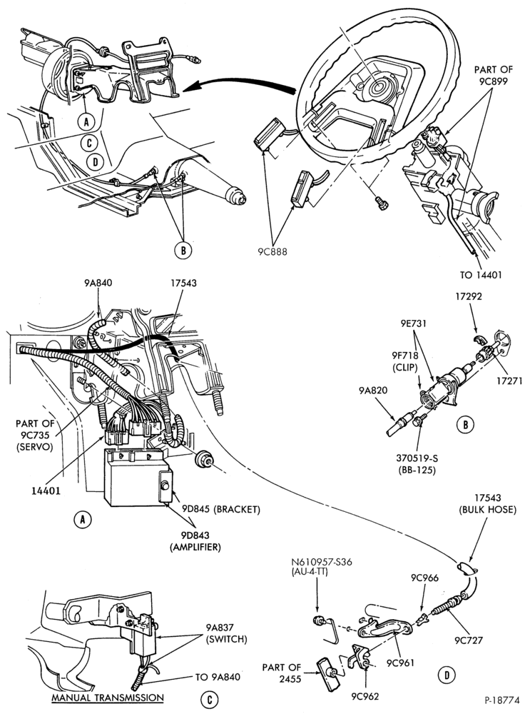 Схема 6 CYL. 3.8L (230 C.I.D.)-Speed control and related parts- passenger compartment