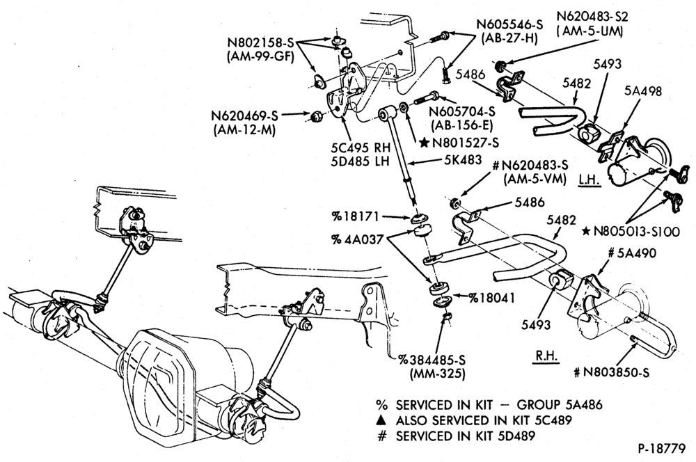 Схема FRAME-FRONT SUSPENSION  - stabilizer bar-w/monobeam axle-F350-4/W/D