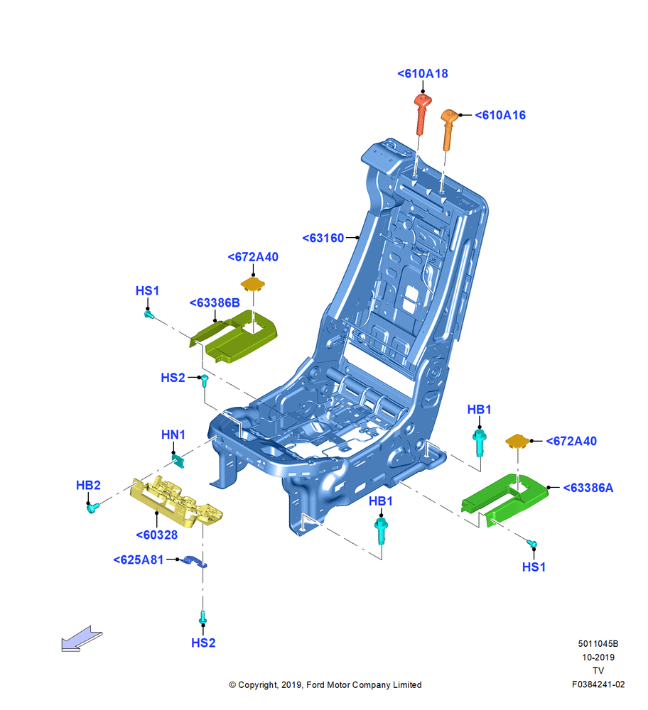 Схема Каркас заднего сиденья, 2 Row Seat-Tip And Slide, 20% Seat; 06.05.2019