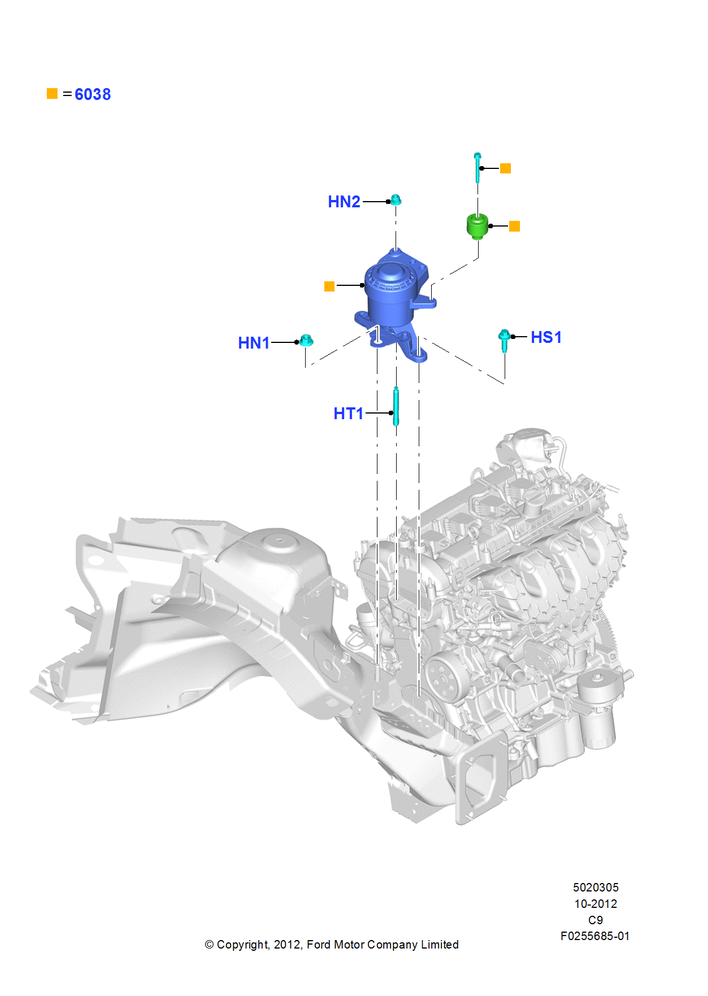 Схема Опоры двигателя, 2.0L EcoBoost (200PS) - MI4, 2.0L EcoBoost (240PS); 24.10.2012–04.04.2016