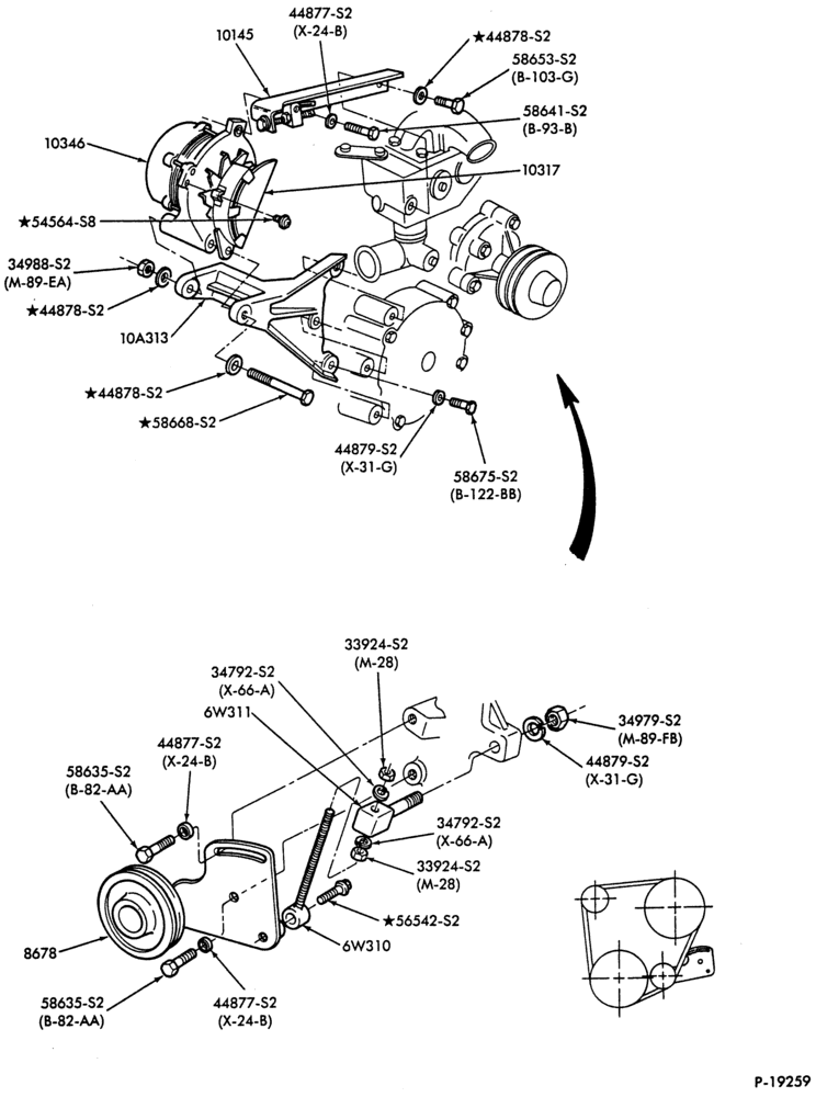 Схема ALTERNATOR MOUNTING PARTS-CF-CFT600/800-w/60 amp. alternator