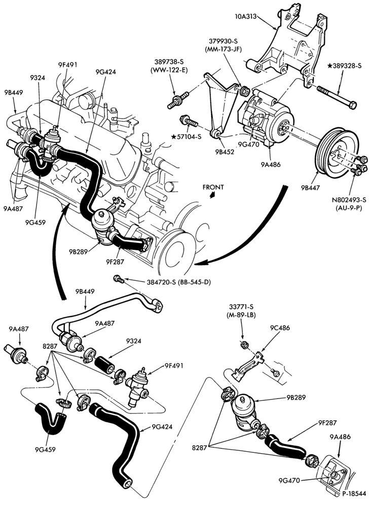 Схема 8 CYL. 5.0L (302 C.I.D.)-Thermactor emission (T/E)