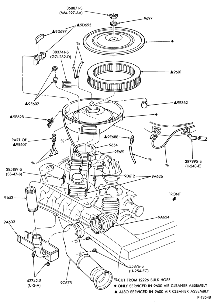 Схема 8 CYL. 5.0L (302 C.I.D.)-Air cleaner