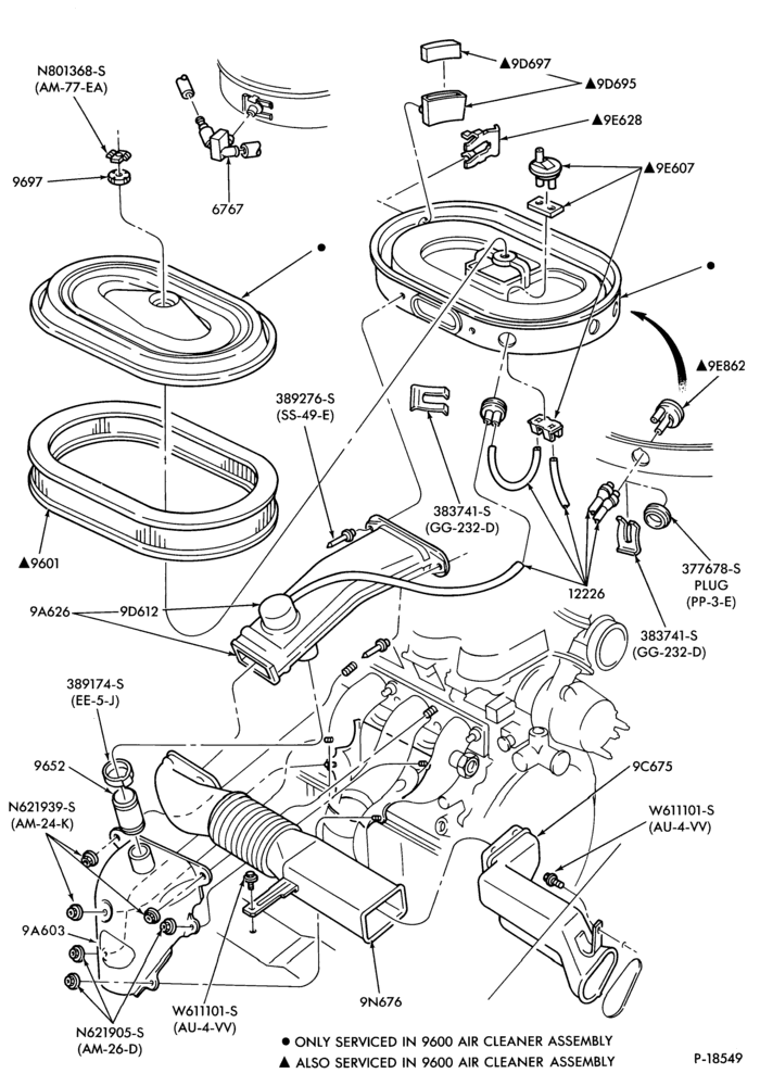 Схема 4 CYL. 1.6L (98 C.I.D.)-Air cleaner- H.O.