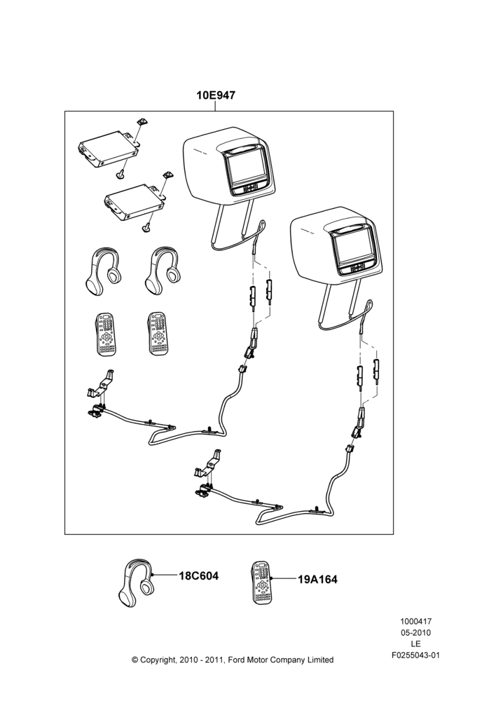 Схема Мультимедиа (аксессуар), Accessory - DVD Head Rest Kits; 03.05.2010–18.07.2011