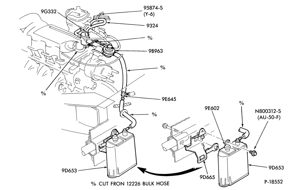 Схема 4 CYL. 1.6L (98 C.I.D.)-Fuel vapor canister and related parts- w/A/T - exc. E.F.I. or TC
