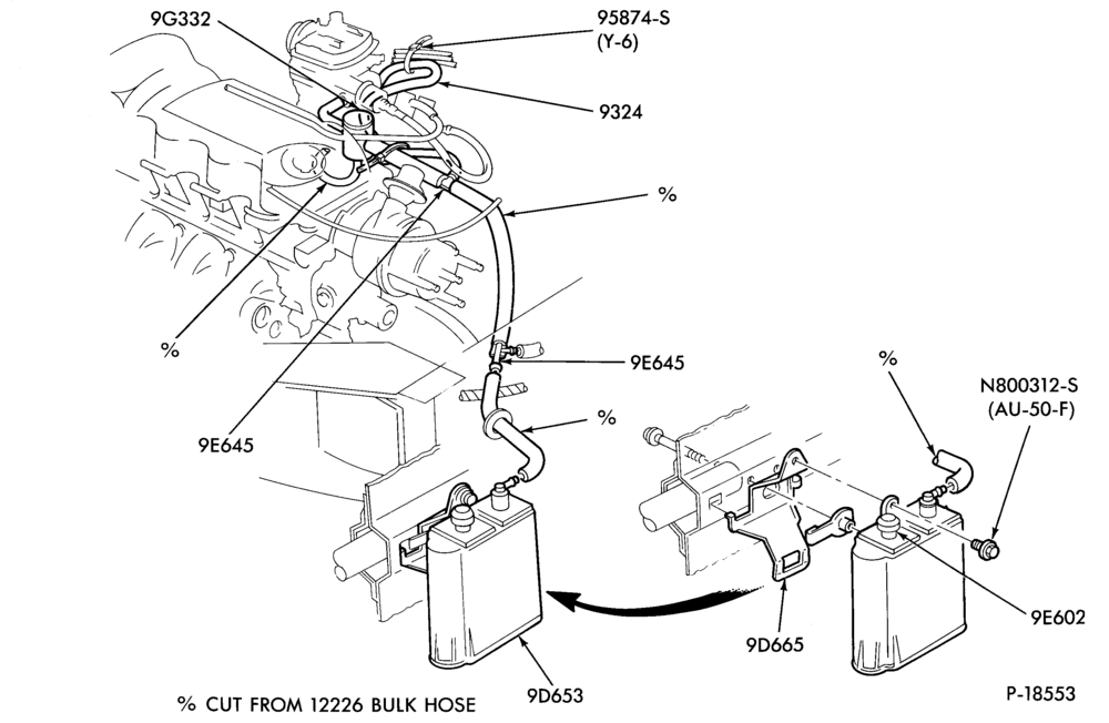 Схема 4 CYL. 1.6L (98 C.I.D.)-Fuel vapor canister and related parts- w/M/T - exc. E.F.I. or TC