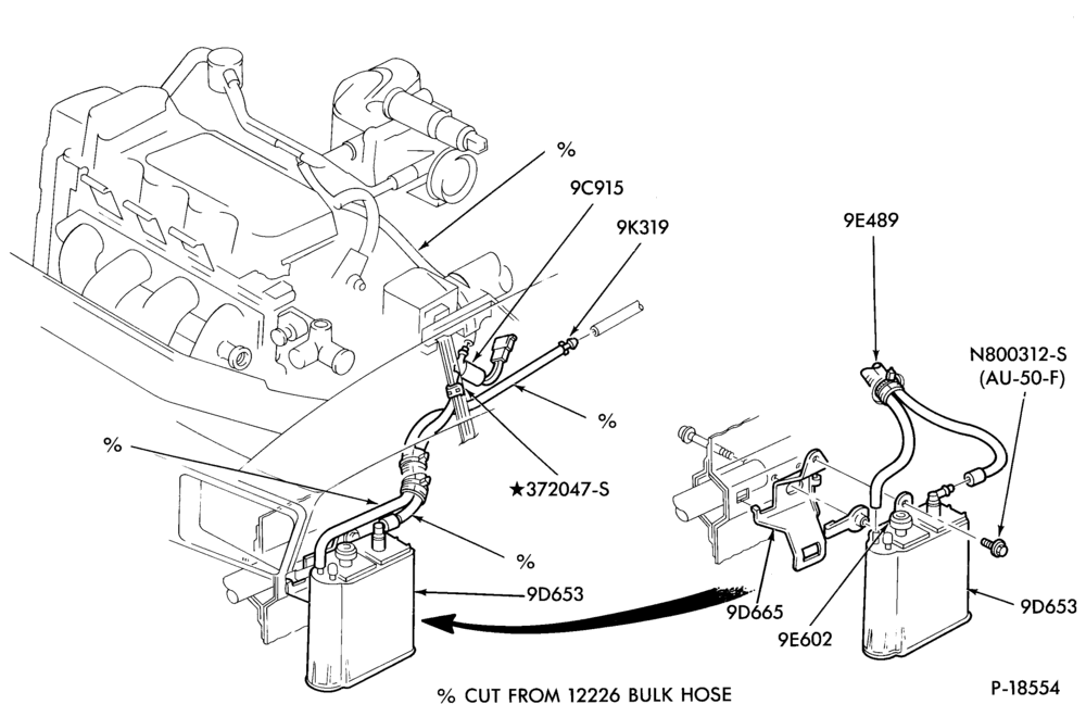 Схема 4 CYL. 1.6L (98 C.I.D.)-Fuel vapor canister and related parts- E.F.I. - exc. TC