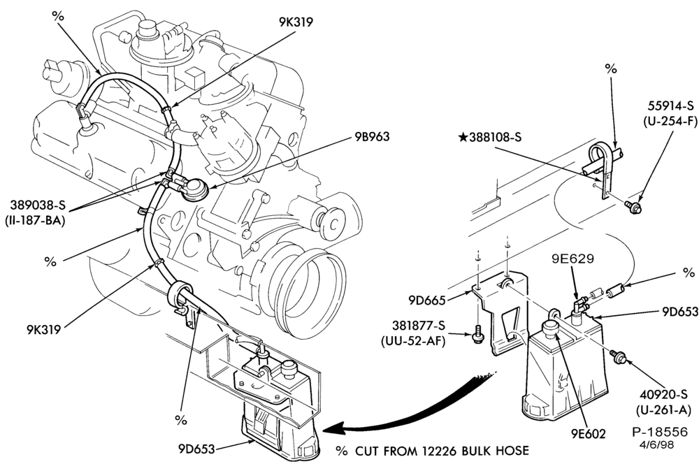 Схема 6 CYL. 3.8L (230 C.I.D.)-Fuel vapor canister and related parts