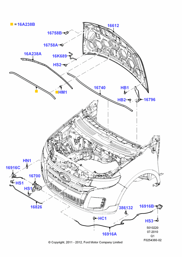 Схема Капот и детали, Lincoln/Mercury Series; 12.07.2010–24.12.2014