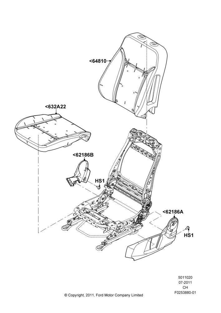 Схема Подушки и обогрев передних сидений, Less Temp Control Driver Seat, Less Temp Control Passenger Seat; 18.07.2011–27.04.2013
