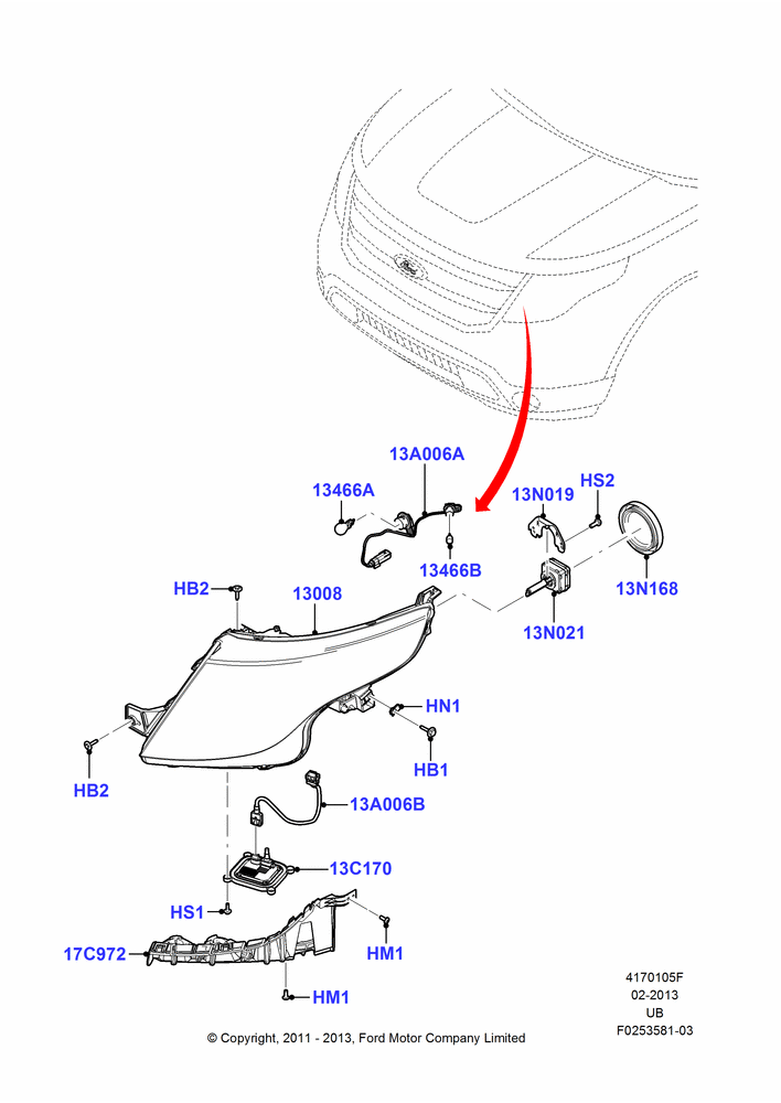 Схема Фары и передние указатели, High Intensity Discharge Headlamp; 14.01.2011–04.05.2015