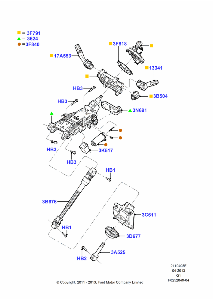 Схема Рулевая колонка, Power Tilt/Telescopic Strg Column; 08.08.2011–24.12.2014