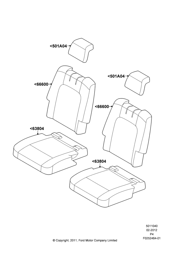 Схема Rear Seat Covers, With Third Row Power Folding Seat; 29.02.2012