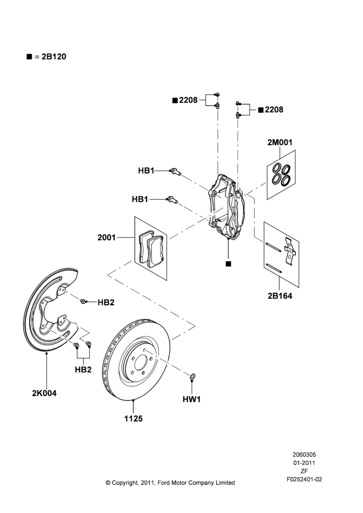 Схема Передние тормозные диски и суппорты, Premium Turbo Brakes; 03.02.2011–27.06.2014