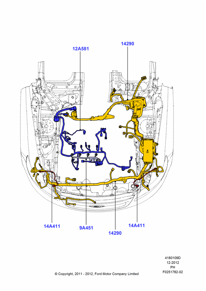 Схема Проводка двигателя и КПП, 2.0L EcoBoost (240PS); 06.02.2012–01.03.2019