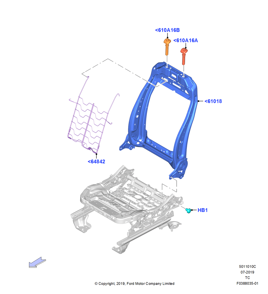 Схема Спинка переднего сиденья, With Pass 6 Way Power Seat Adjuster; 19.08.2019