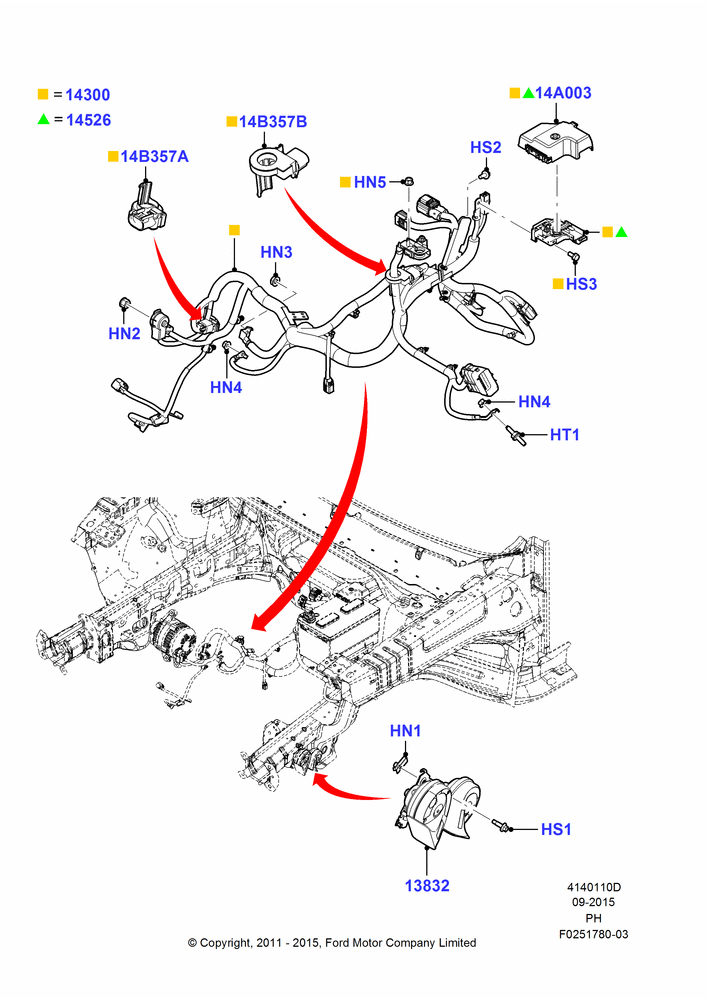 Схема Провода АКБ и звуковой сигнал, 2.0L EcoBoost (240PS); 16.04.2012–01.03.2019