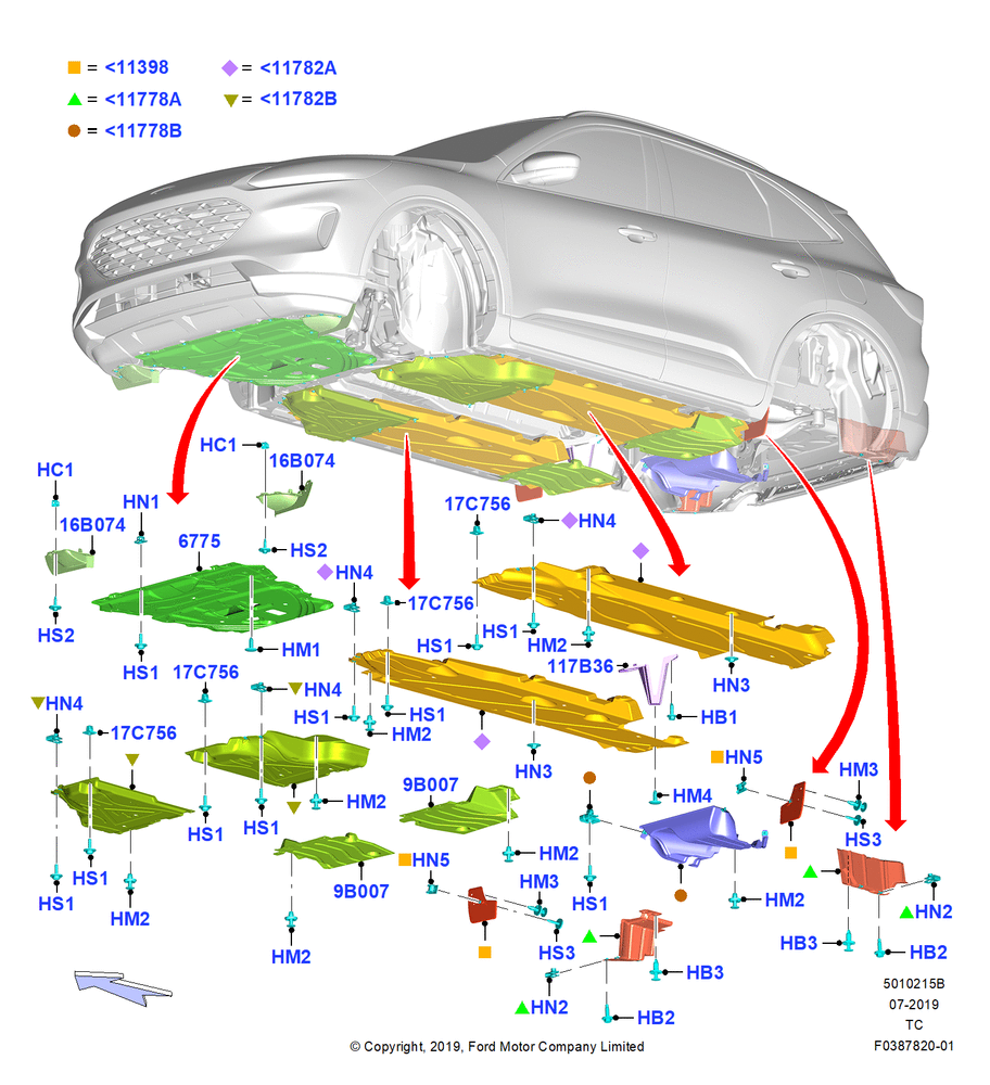 Схема Дефлекторы, Underbody Air Deflectors; 19.08.2019