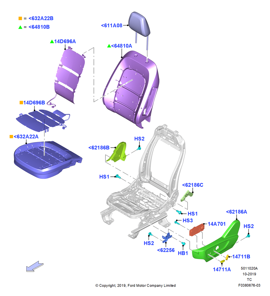 Схема Подушки и обогрев передних сидений, With Driver 10 Way Pwr Seat Adjust; 19.08.2019