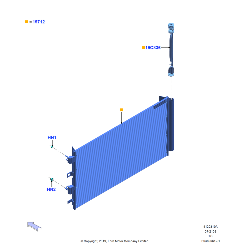 Схема Конденсатор и компрессор кондиционера, 2.0L EcoBoost (240PS), 1.5L Dragon (175/180PS), Condenser Assy; 19.08.2019