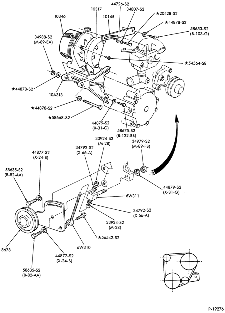 Схема ALTERNATOR MOUNTING PARTS-CF-CFT600/800-w/75 amp. alternator