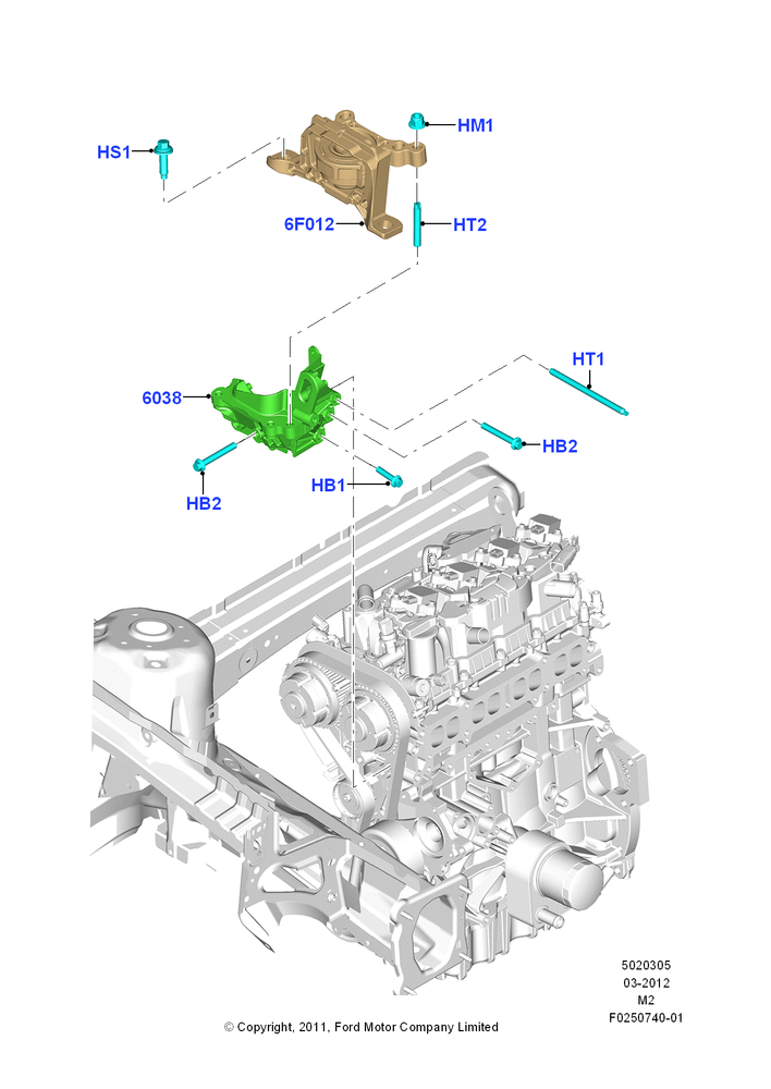 Схема Опоры двигателя, 1.6L EcoBoost SCTi 160/182PS-Sigma; 09.04.2012–21.03.2016